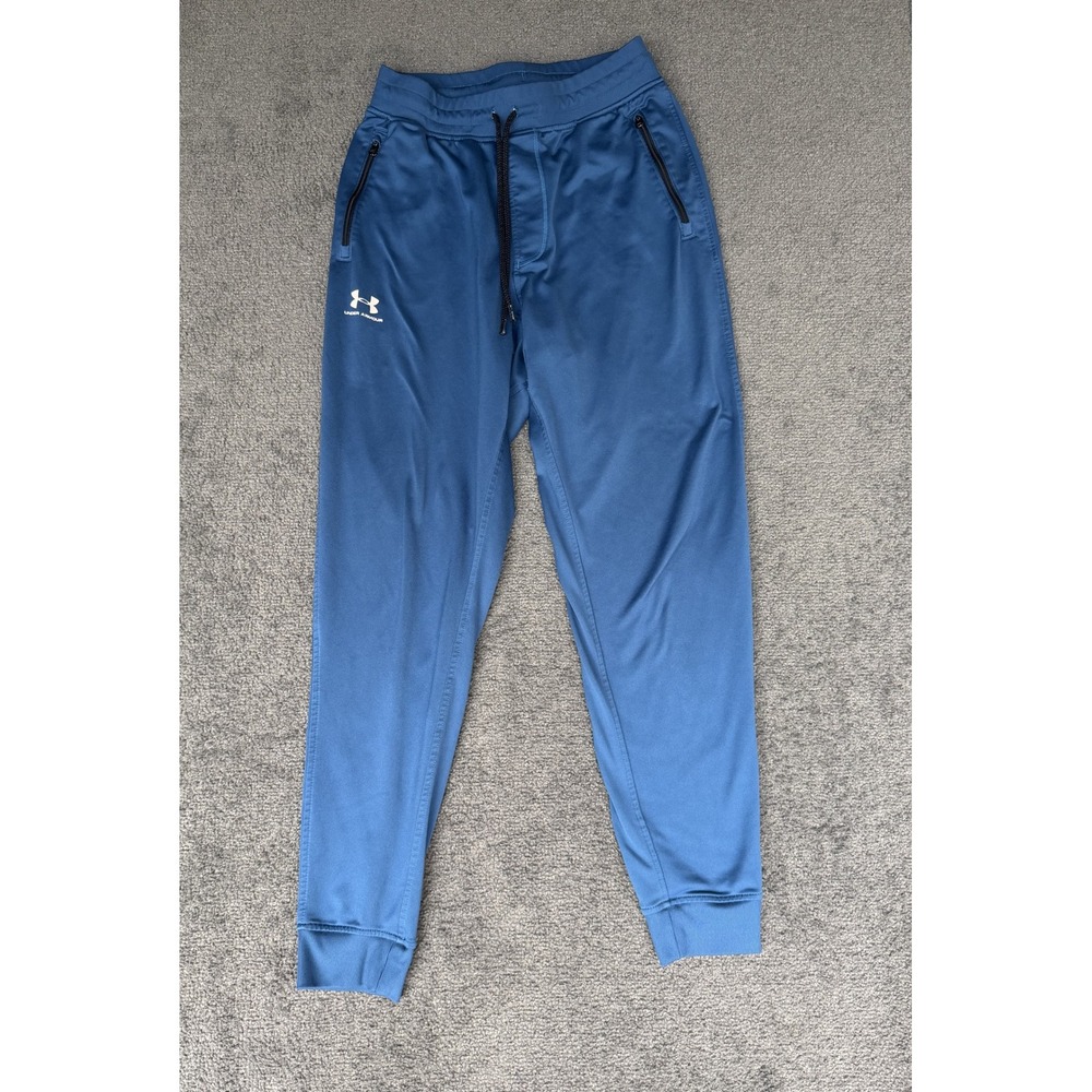 Under Armour Mens Blue Athletic Jogger Pants Zipper Pockets Tapered Fit